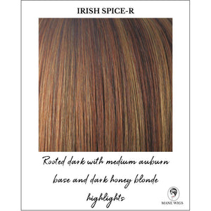 Irish Spice-R-Rooted dark with medium auburn base and dark honey blonde highlights