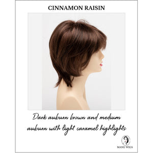 Jane by Envy in Cinnamon Raisin-Dark auburn brown and medium auburn with light caramel highlights