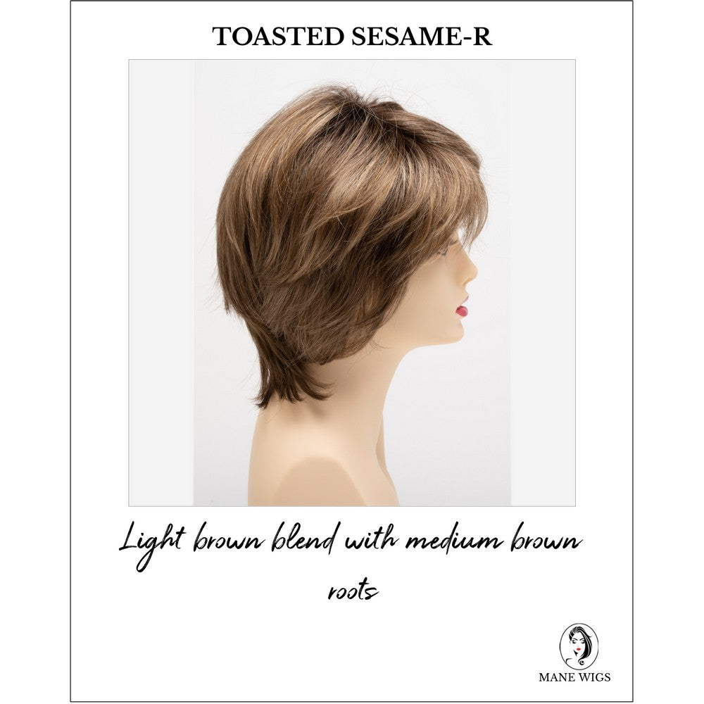 Jane by Envy in Toasted Sesame-R-Light brown blend with medium brown roots