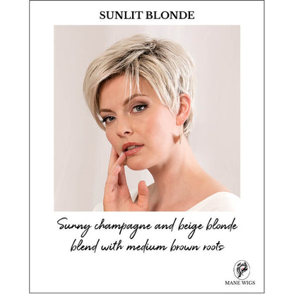 SUNLIT BLONDE-Sunny champagne and beige blonde blend with medium brown roots