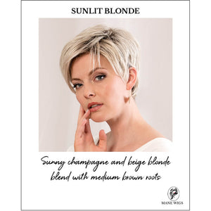 SUNLIT BLONDE-Sunny champagne and beige blonde blend with medium brown roots