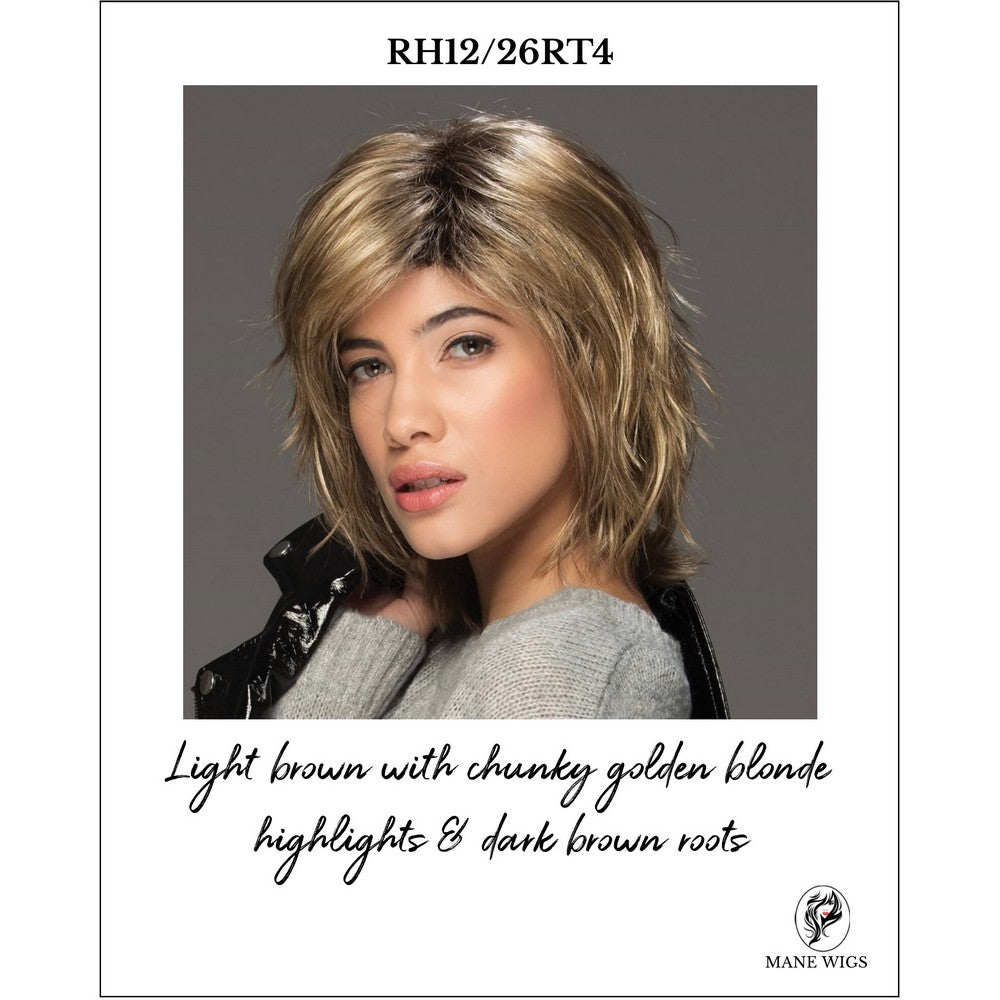 Jones by Estetica in RH12/26RT4-Light brown with chunky golden blonde highlights & dark brown roots