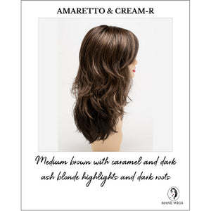 Joy by Envy in Amaretto & Cream-R-Medium brown with caramel and dark ash blonde highlights and dark roots