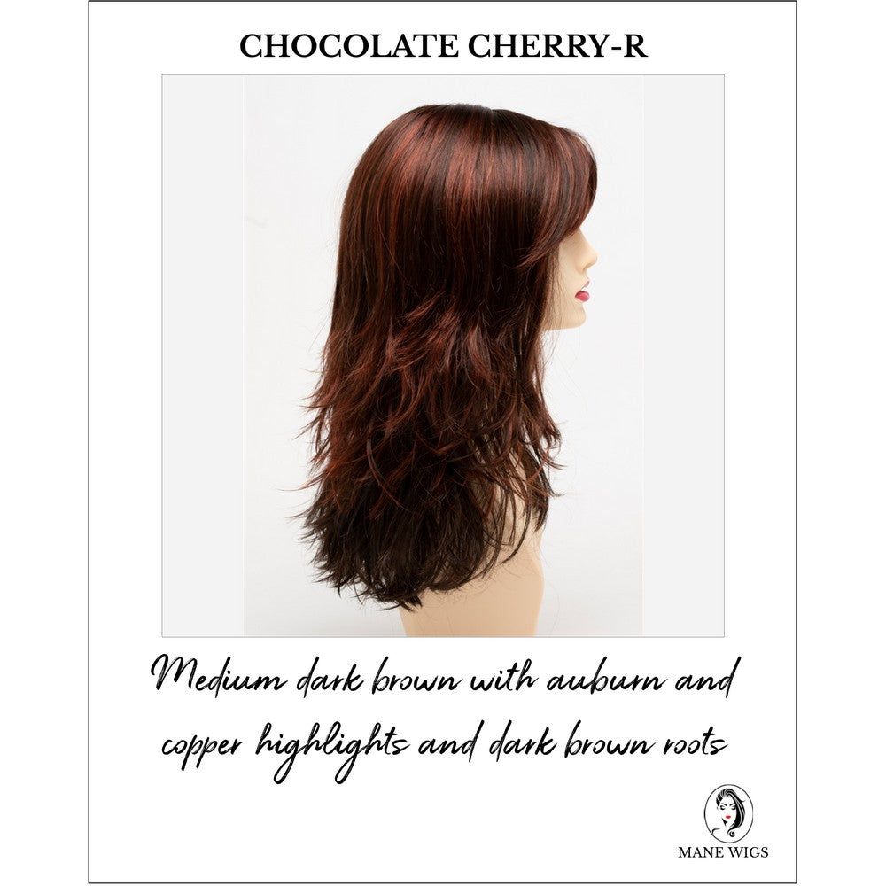Joy by Envy in Chocolate Cherry-R-Medium dark brown with auburn and copper highlights and dark brown roots