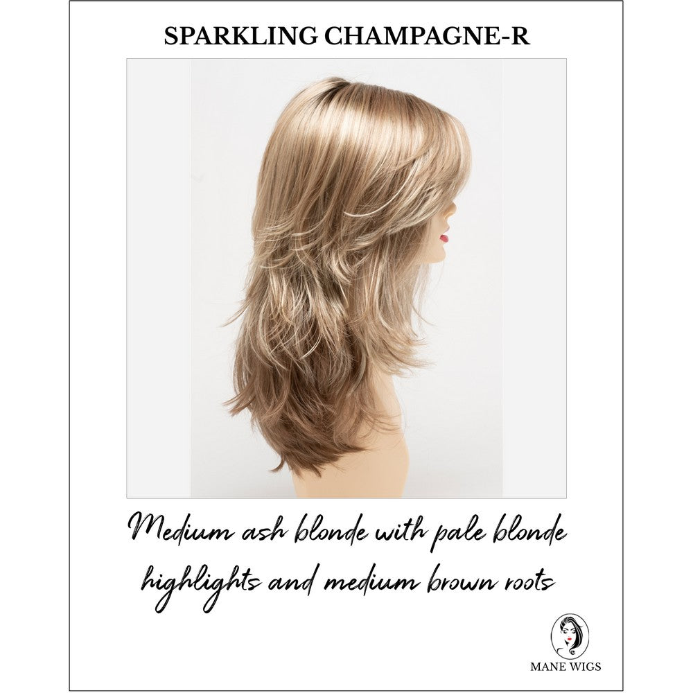 Joy by Envy in Sparkling Champagne-R-Medium ash blonde with pale blonde highlights and medium brown roots