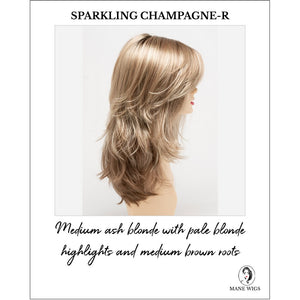 Joy by Envy in Sparkling Champagne-R-Medium ash blonde with pale blonde highlights and medium brown roots