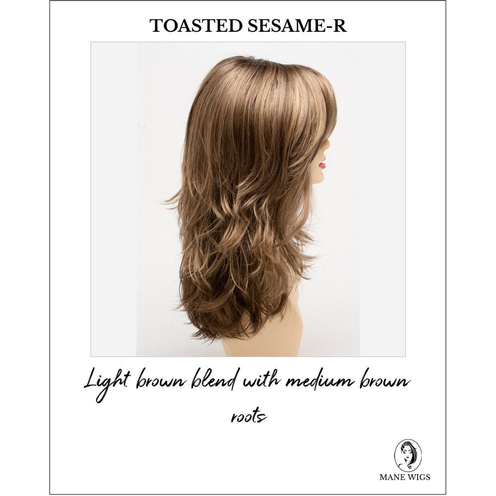 Joy by Envy in Toasted Sesame-R-Light brown blend with medium brown roots