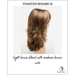 Joy by Envy in Toasted Sesame-R-Light brown blend with medium brown roots