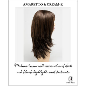 Kate by Envy in Amaretto & Cream-R-Medium brown with caramel and dark ash blonde highlights and dark roots