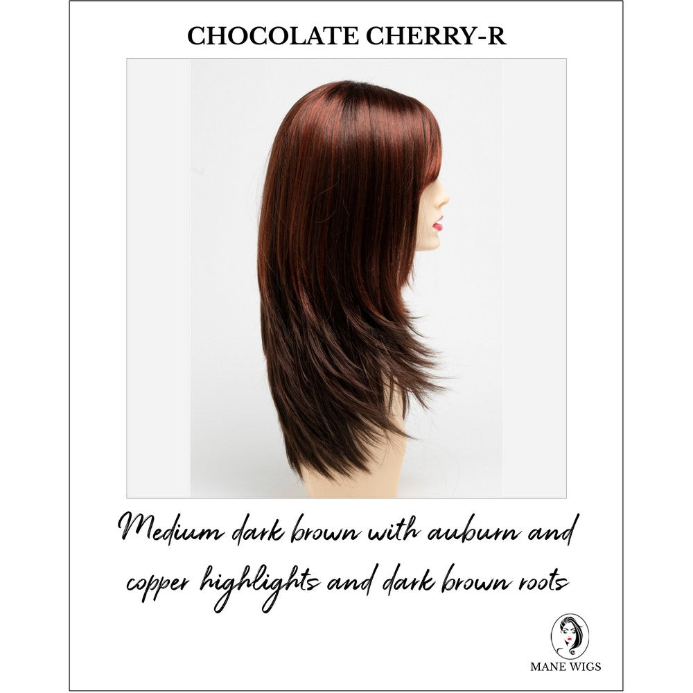 Kate by Envy in Chocolate Cherry-R-Medium dark brown with auburn and copper highlights and dark brown roots