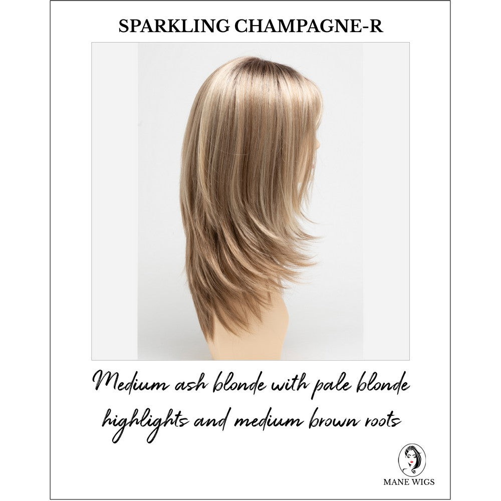Kate by Envy in Sparkling Champagne-R-Medium ash blonde with pale blonde highlights and medium brown roots