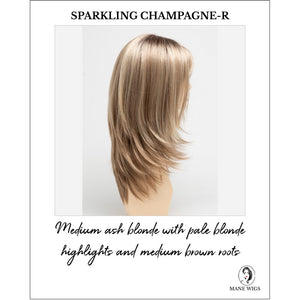 Kate by Envy in Sparkling Champagne-R-Medium ash blonde with pale blonde highlights and medium brown roots