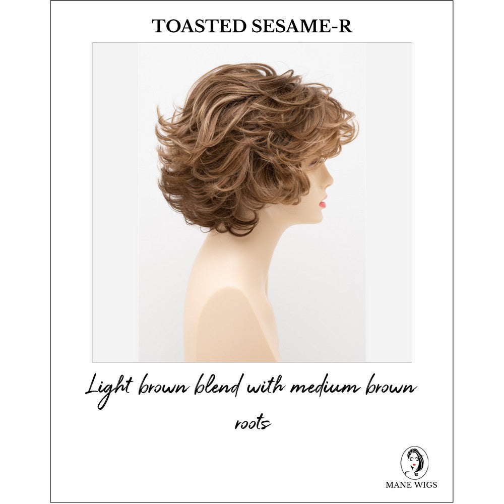 Kylie By Envy in Toasted Sesame-R-Light brown blend with medium brown roots