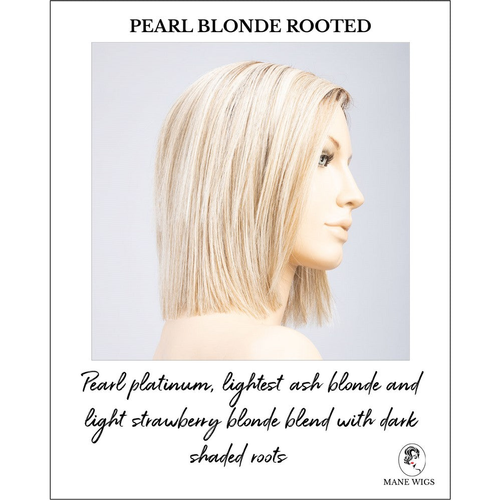 Lia II by Ellen Wille in Pearl Blonde-R-Pearl platinum, lightest ash blonde and light strawberry blonde blend with dark shaded roots