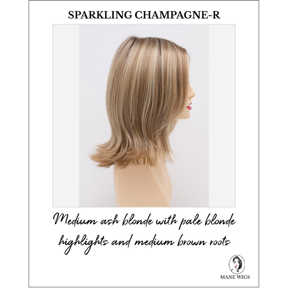 Lisa wig by Envy in Sparkling Champagne-R-Medium ash blonde with pale blonde highlights and medium brown roots