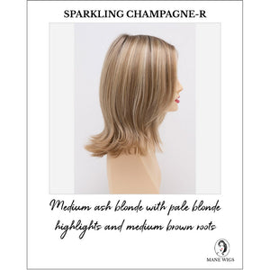 Lisa wig by Envy in Sparkling Champagne-R-Medium ash blonde with pale blonde highlights and medium brown roots