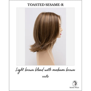Lisa wig by Envy in Toasted Sesame-R-Light brown blend with medium brown roots