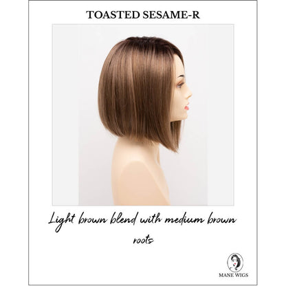 London by Envy in Toasted Sesame-R-Light brown blend with medium brown roots