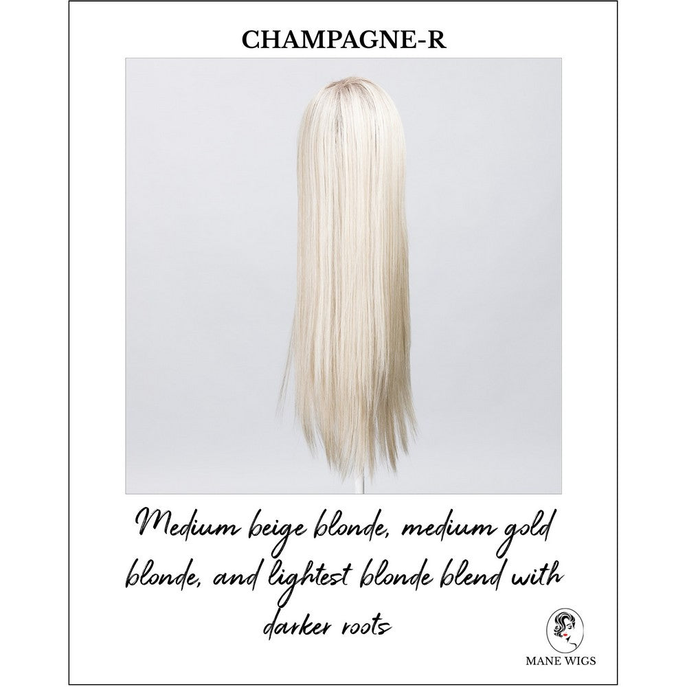 Look by Ellen Wille in Champagne-R-Medium beige blonde, medium gold blonde, and lightest blonde blend with darker roots