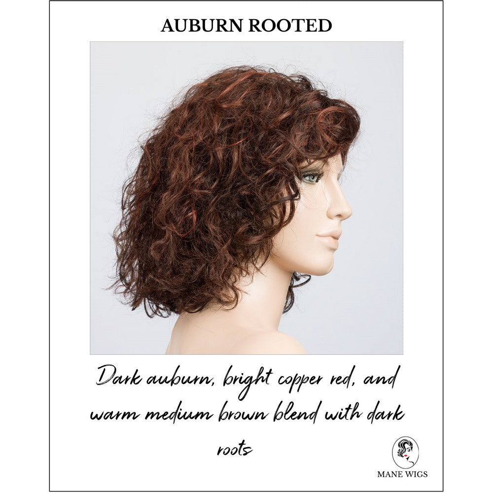 Loop in Auburn Rooted-Dark auburn, bright copper red, and warm medium brown blend with dark roots