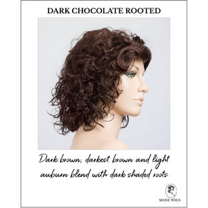 Loop in Dark Chocolate Rooted-Dark brown, darkest brown and light auburn blend with dark shaded roots