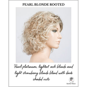 Loop in Pearl Blonde Rooted-Pearl platinum, lightest ash blonde and light strawberry blonde blend with dark shaded roots