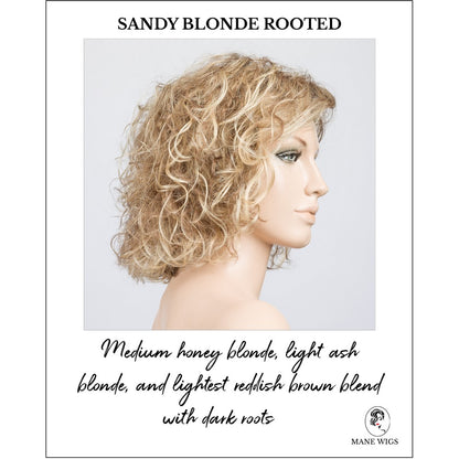 Loop in Sandy Blonde Rooted-Medium honey blonde, light ash blonde, and lightest reddish brown blend with dark roots