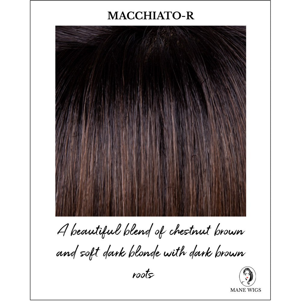 Macchiato-R-A beautiful blend of chestnut brown and soft dark blonde with dark brown roots