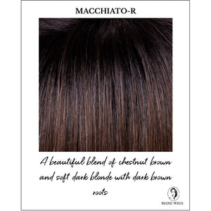 Macchiato-R-A beautiful blend of chestnut brown and soft dark blonde with dark brown roots