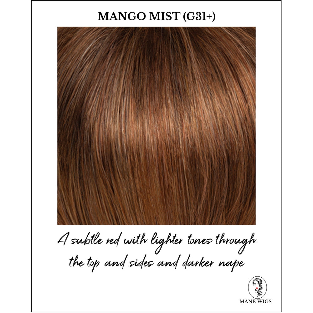 Mango Mist (G31+)-A subtle red with lighter tones through the top and sides and darker nape