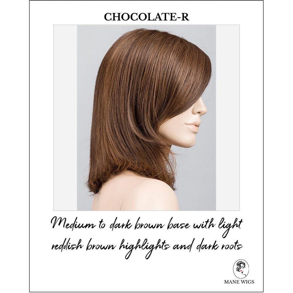 Melody by Ellen Wille in Chocolate-R-Medium to dark brown base with light reddish brown highlights and dark roots