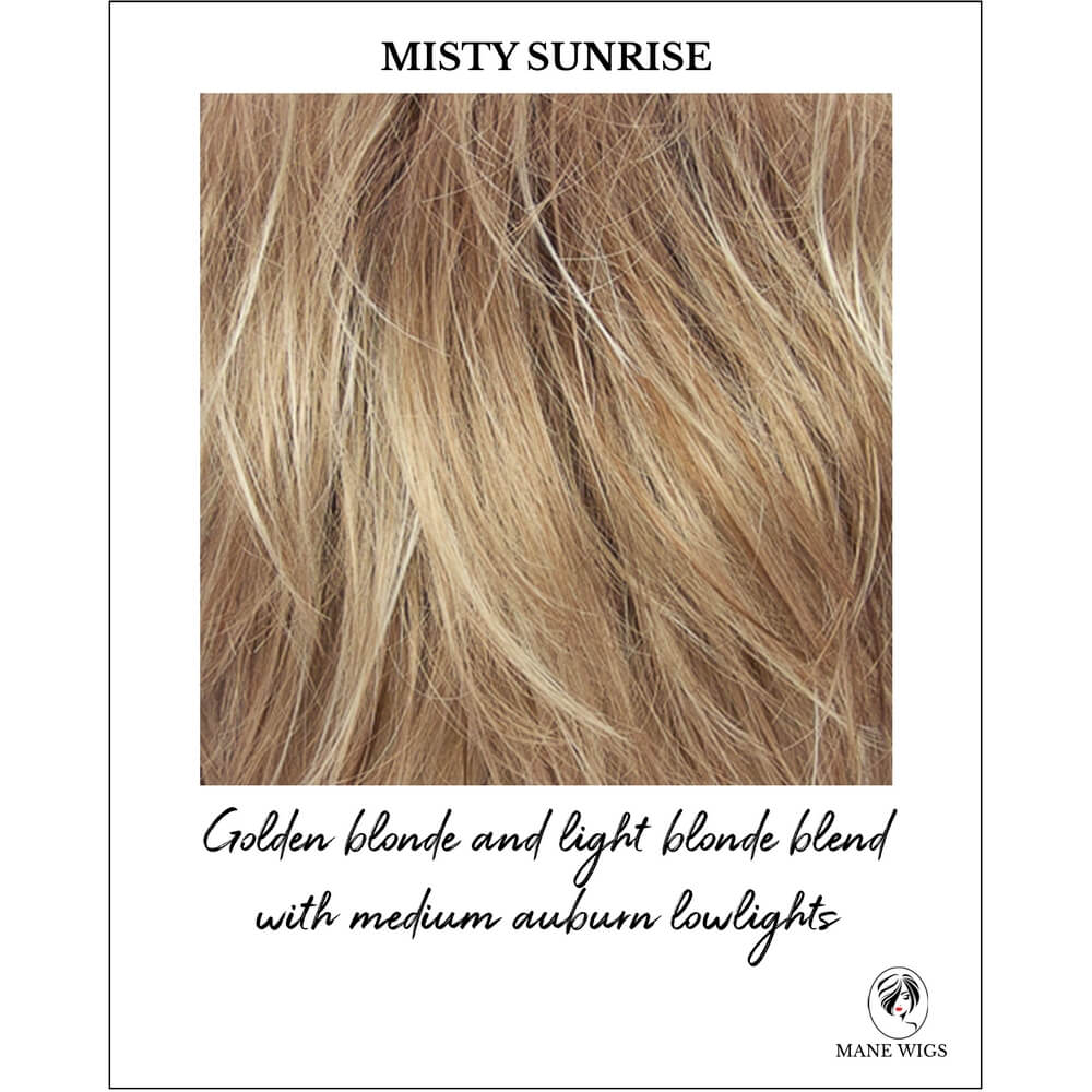 Misty Sunrise-Golden blonde and light blonde blend with medium auburn lowlights