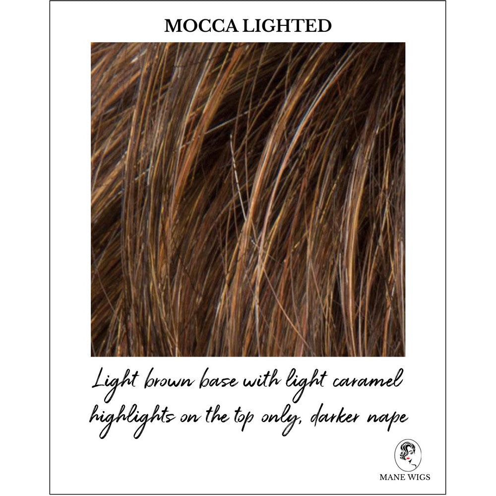 Mocca Lighted-Light brown base with light caramel highlights on the top only, darker nape