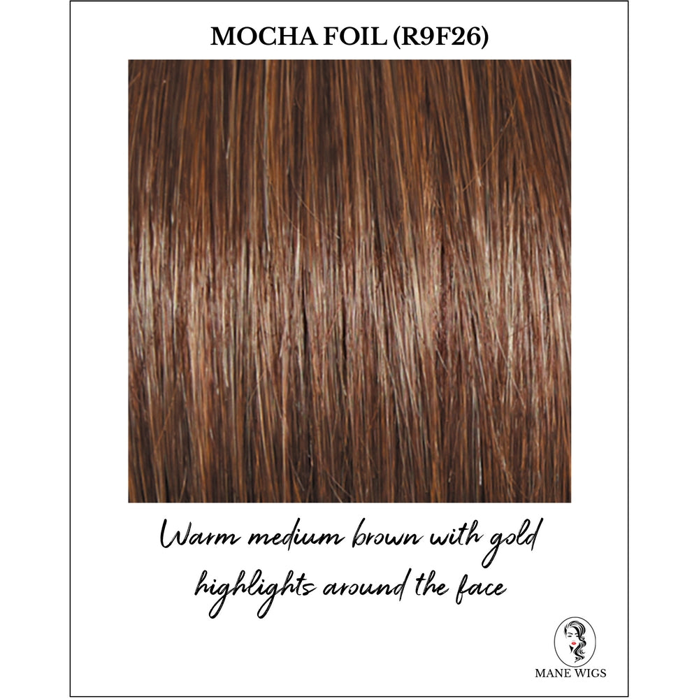 Mocha Foil (R9F26)-Warm medium brown with gold highlights around the face