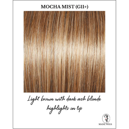 Mocha Mist (G11+)-Light brown with dark ash blonde highlights on top