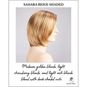 Narano by Ellen Wille in Sahara Beige Shaded-Medium golden blonde, light strawberry blonde, and light ash blonde blend with dark shaded roots