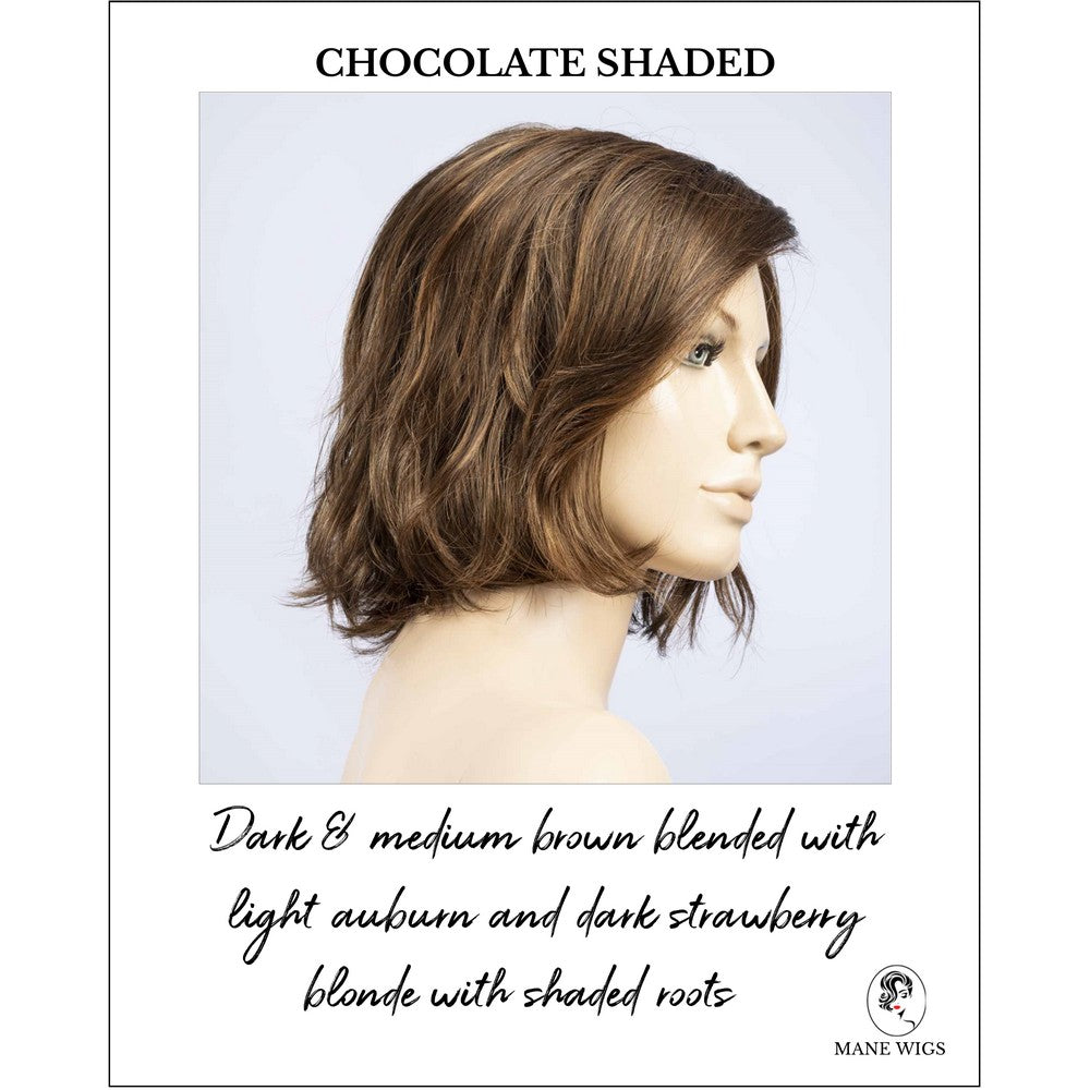 Nola by Ellen Wille in Chocolate Shaded-Dark & medium brown blended with light auburn and dark strawberry blonde with shaded roots