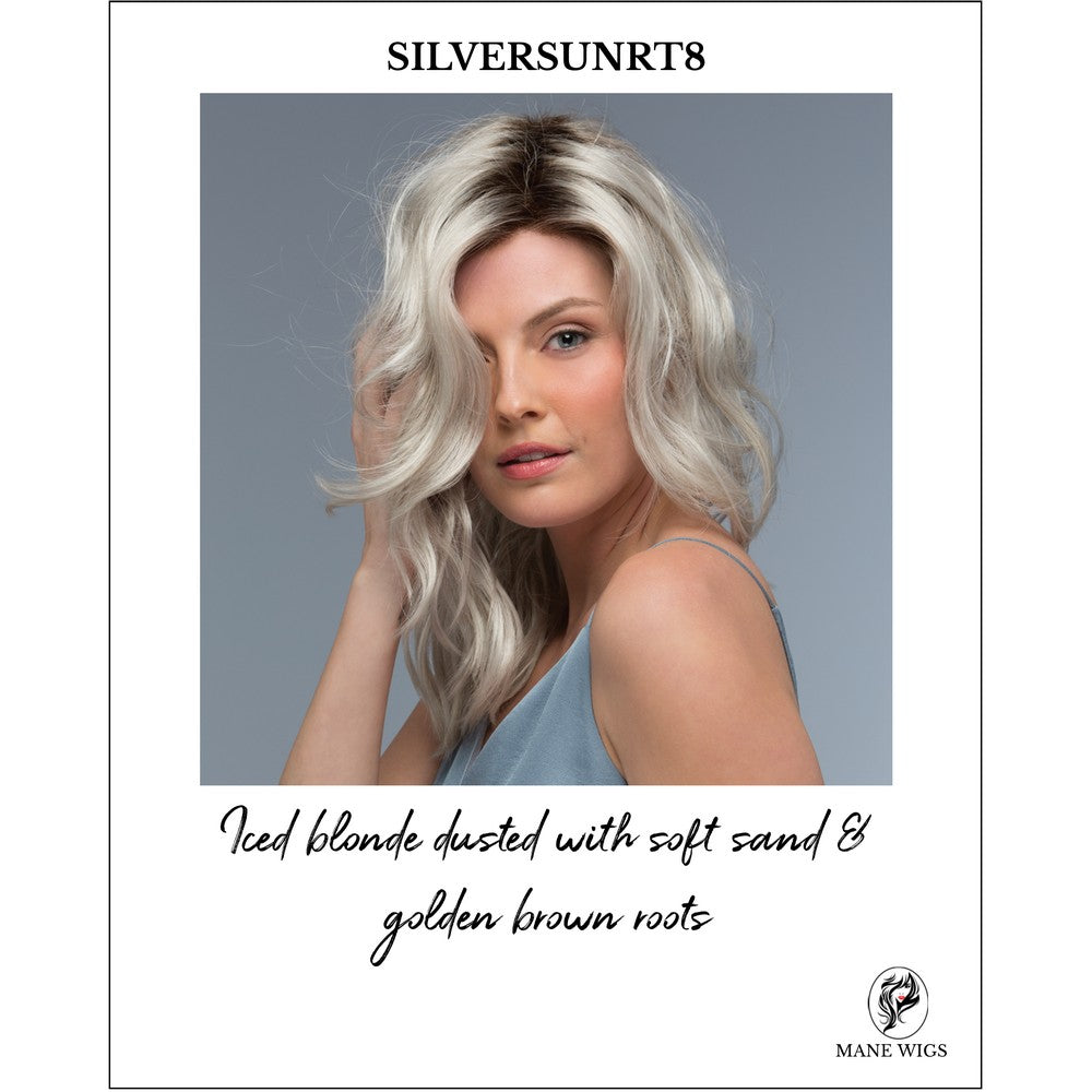 Ocean by Estetica wig in SILVERSUNRT8-Iced blonde dusted with soft sand & golden brown roots