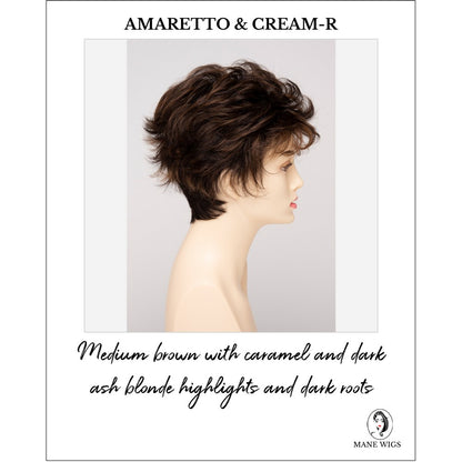 Olivia By Envy in Amaretto & Cream-R-Medium brown with caramel and dark ash blonde highlights and dark roots