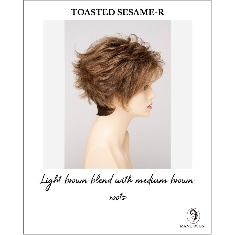 Olivia By Envy in Toasted Sesame-R-Light brown blend with medium brown roots