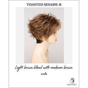 Olivia By Envy in Toasted Sesame-R-Light brown blend with medium brown roots