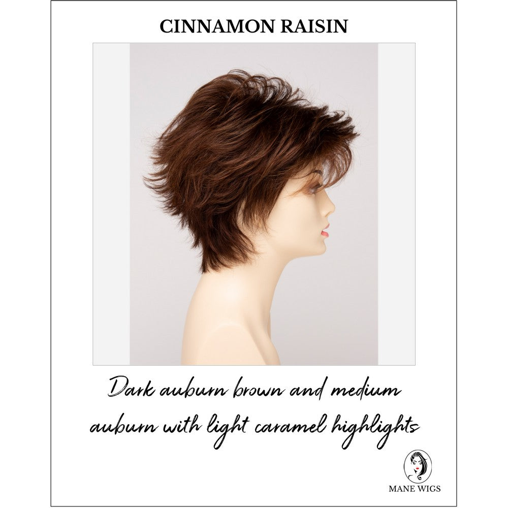 Ophelia By Envy in Cinnamon Raisin-Dark auburn brown and medium auburn with light caramel highlights