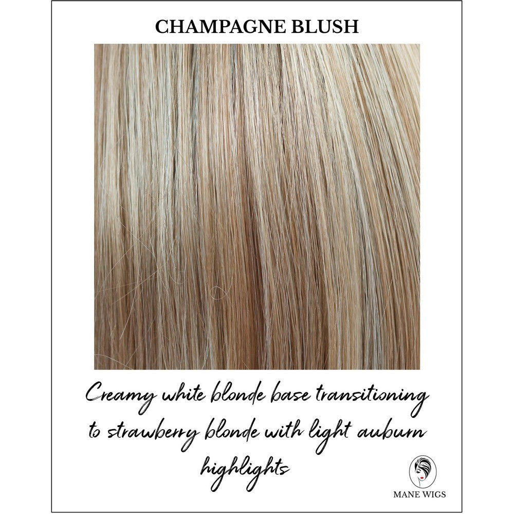 Champagne Blush-Creamy white blonde base transitioning to strawberry blonde with light auburn highlights
