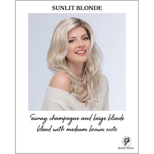SUNLIT BLONDE-Sunny champagne and beige blonde blend with medium brown roots