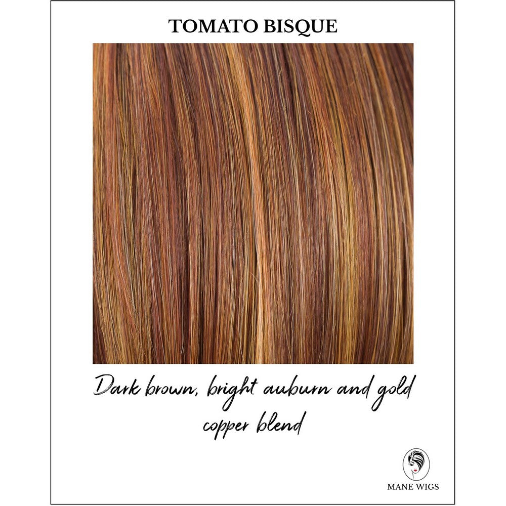 Tomato Bisque-Dark brown, bright auburn and gold copper blend