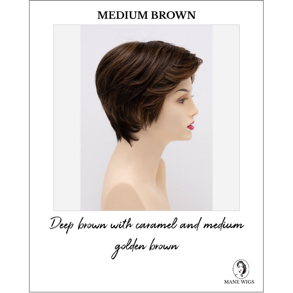 Paula wig by Envy in Medium Brown-Deep brown with caramel and medium golden brown