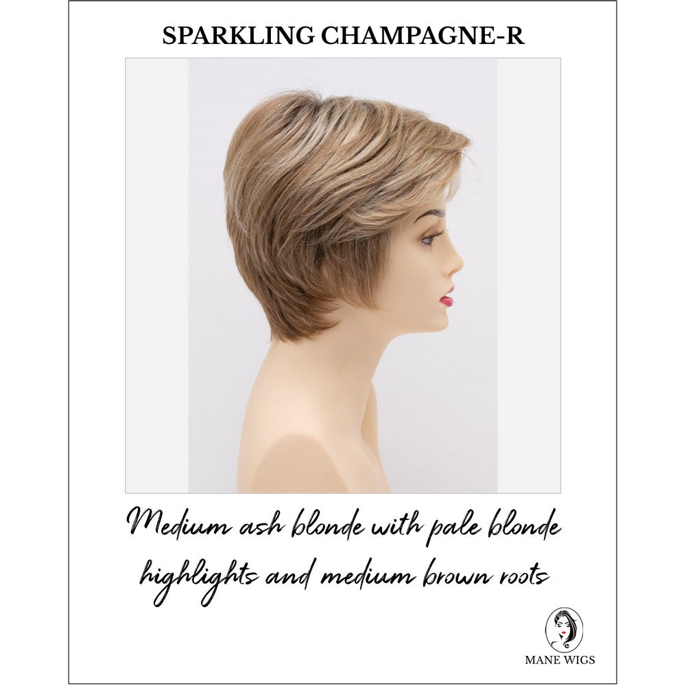 Paula wig by Envy in Sparkling Champagne-R-Medium ash blonde with pale blonde highlights and medium brown roots