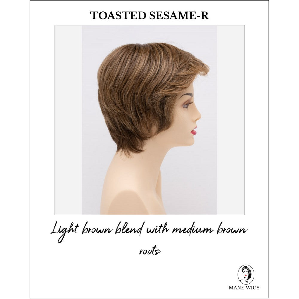 Paula wig by Envy in Toasted Sesame-R-Light brown blend with medium brown roots