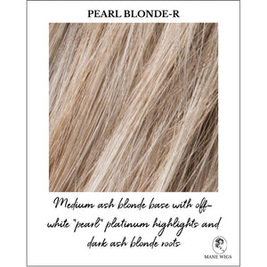 Pearl Blonde-R-Medium ash blonde base with off-white "pearl" platinum highlights and dark ash blonde roots