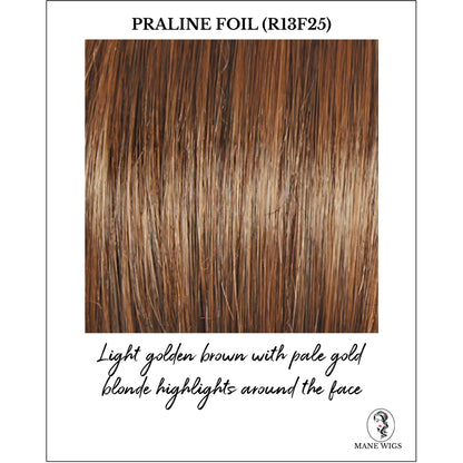 Praline Foil (R13F25)-Light golden brown with pale gold blonde highlights around the face